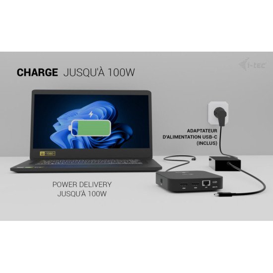 i-tec USB-C Dual HDMI Docking Station with Power Delivery 100 W + Universal Charger 100W i-tec USB-C Dual HDMI Docking Station with Power Delivery 100 W + Universal Charger 100W
