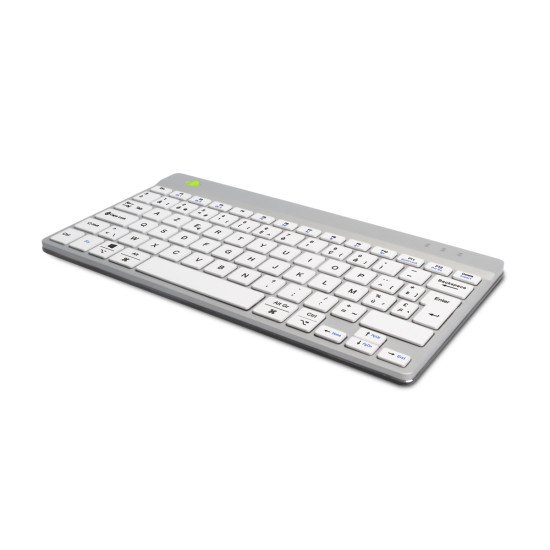 R-Go Tools Clavier ergonomique R-Go Compact Break, clavier compact avec logiciel de pause, AZERTY (BE), Bluetooth, blanc