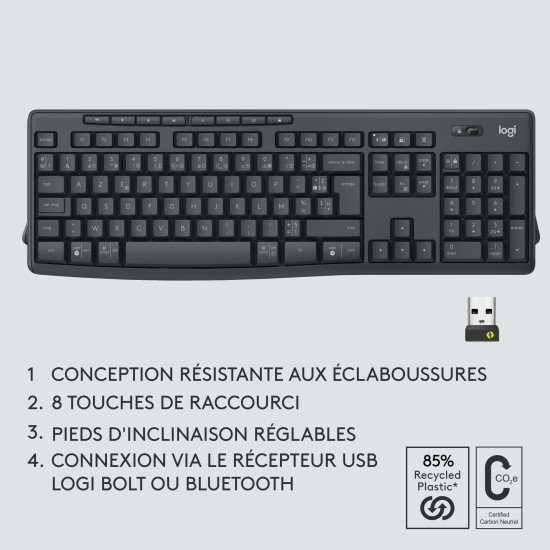 Logitech MK370 Combo for Business Graphite FR clavier