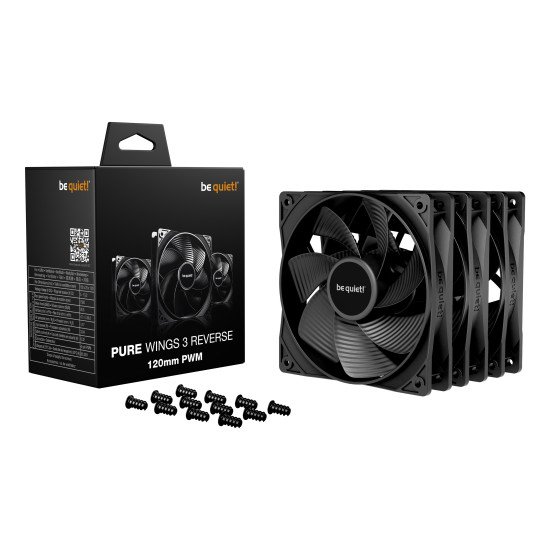 be quiet! Light Wings 120 mm PWM Reverse Black | Ventilateur PC reverse blanc | Pack de 3