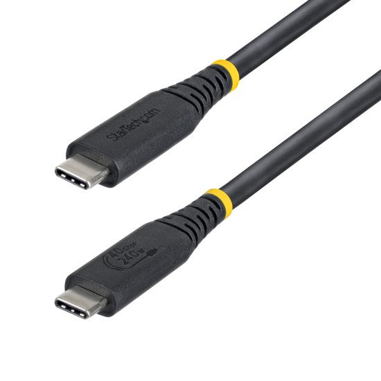 StarTech.com Câble USB4 de 1m, 40 Gbps, Câble USB-C Certifié USB-IF, 240 W PD, 8K 60Hz/4K 240Hz DP2.1 DP40, Gaine TPE, Compatible Thunderbolt 4 - Cordon USB-C Noir
