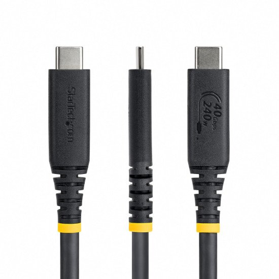 StarTech.com Câble USB4 de 1m, 40 Gbps, Câble USB-C Certifié USB-IF, 240 W PD, 8K 60Hz/4K 240Hz DP2.1 DP40, Gaine TPE, Compatible Thunderbolt 4 - Cordon USB-C Noir