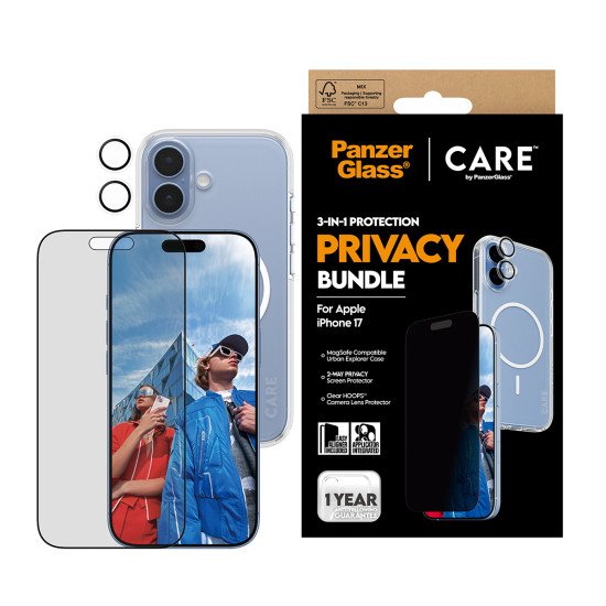 PanzerGlass ® | CARE by ® 3-in-1 Flagship Privacy Bundle iPhone 17 Protection d'écran transparent Apple 1 pièce(s)