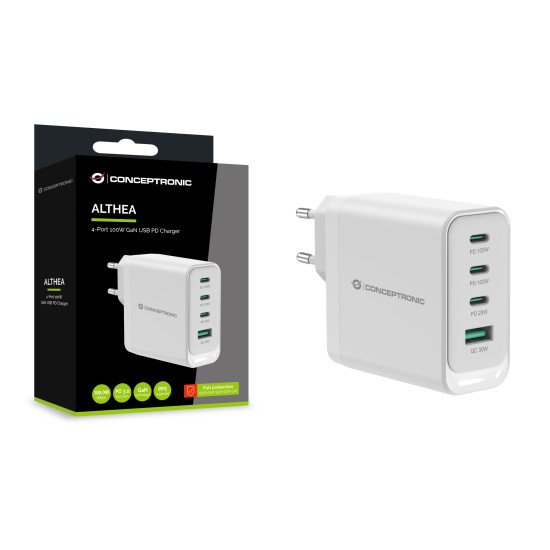 Conceptronic ALTHEA22W100 chargeur d'appareils mobiles Universel Blanc Secteur Charge rapide Intérieure Conceptronic ALTHEA22W100 chargeur d'appareils mobiles Universel Blanc Secteur Charge rapide Intérieure