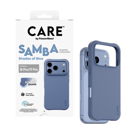 PanzerGlass CARE™ by ® Samba Case Shades of Blue w. MagSafe iPhone 2026 Pro | 17 Pro coque de protection pour téléphones portables Housse Transparent