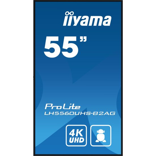 iiyama LH5560UHS-B2AG Écran d'affichage dynamique Carte A numérique 139,7 cm (55") LED Wifi 500 cd/m² 4K Ultra HD Noir Intégré dans le processeur Android 11 24/7 iiyama LH5560UHS-B2AG Écran d'affichage dynamique Carte A numérique 139,7 cm (55") LED Wifi 500 cd/m² 4K Ultra HD Noir Intégré dans le processeur Android 11 24/7