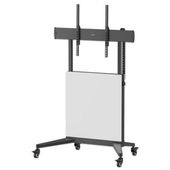 Manhattan Support trolley pour téléviseurs et moniteurs de 60 à 100 pouces, hauteur réglable sans outil de 1240 à 1560 mm, VESA 200x200 à 1000x600 mm, charge max. 80 kg, vérifiez les quatre trous de montage au dos de l'écran