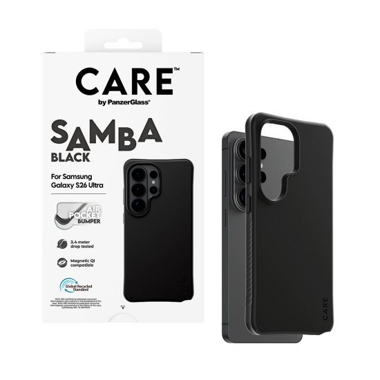 PanzerGlass CARE™ by ® Samba Case Black w. Qi Samsung Galaxy S26 Ultra coque de protection pour téléphones portables Housse Noir