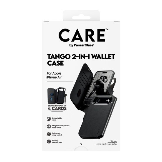 PanzerGlass CARE by ® Feature Case Tango Two-in-One Wallet w. MagSafe iPhone Air coque de protection pour téléphones portables Housse Noir
