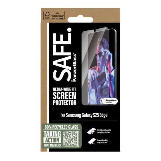 PanzerGlass SAFE. by ® Screen Protector Samsung S25 Edge | Ultra-Wide Fit Protection d'écran transparent 1 pièce(s)