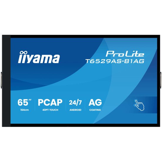iiyama T6529AS-B1AG Écran d'affichage dynamique Écran plat interactif 163,8 cm (64.5") LED Wifi 500 cd/m² 4K Ultra HD Noir Écran tactile Intégré dans le processeur Android 24/7 iiyama T6529AS-B1AG Écran d'affichage dynamique Écran plat interactif 163,8 cm (64.5") LED Wifi 500 cd/m² 4K Ultra HD Noir Écran tactile Intégré dans le processeur Android 24/7