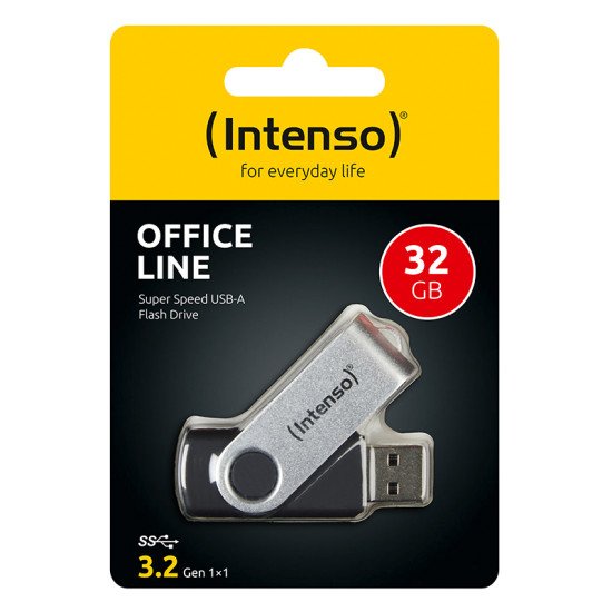 Intenso Clé USB Office Line, 32 Go, USB-A, 3.2 Gen 1x1, noir-argent Intenso Clé USB Office Line, 32 Go, USB-A, 3.2 Gen 1x1, noir-argent