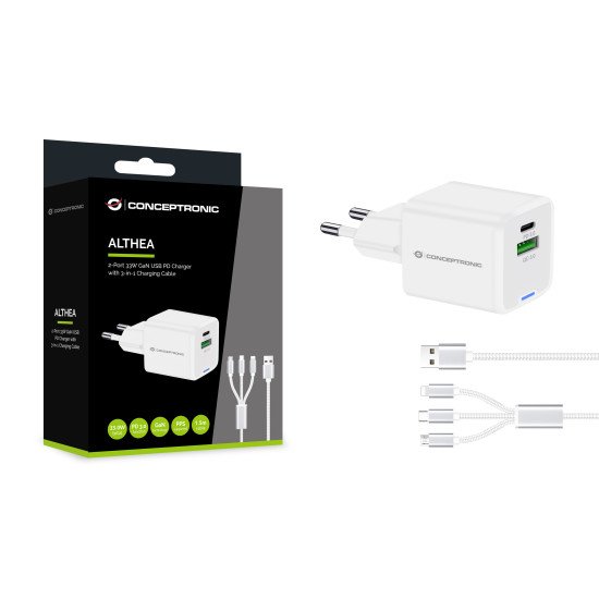 Conceptronic ALTHEA16W chargeur d'appareils mobiles Universel Blanc Secteur Charge rapide Intérieure
