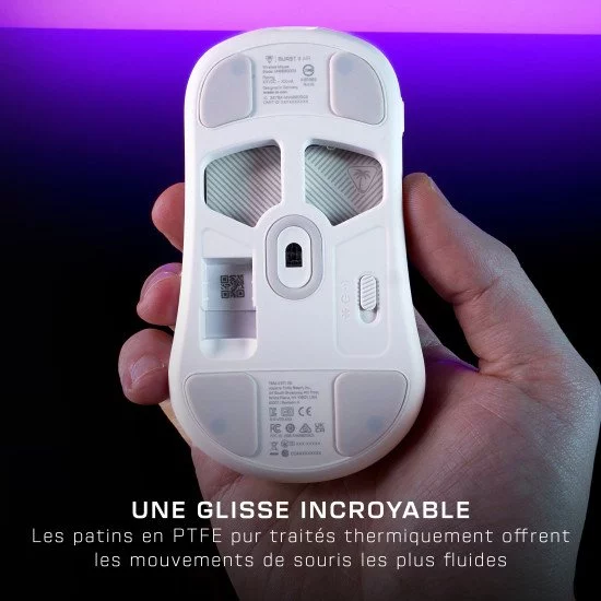 Turtle Beach Burst II Air - Souris gaming sans fil 2,4 GHz : ultralégère avec 47 g, touches optiques, symétrique, capteur optique 26 000 PPP, Bluetooth, autonomie 120 heures, câble USB-C Blanc Turtle Beach Burst II Air - Souris gaming sans fil 2,4 GHz : ultralégère avec 47 g, touches optiques, symétrique, capteur optique 26 000 PPP, Bluetooth, autonomie 120 heures, câble USB-C Blanc