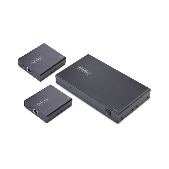 StarTech.com Rallonge et Répartiteur HDMI 4 Ports sur CAT6, 4K 60 Hz, Jusqu'à 70 m, Kit de Distribution HDMI 1x4 sur Ethernet avec IR et Alimentation par Câble