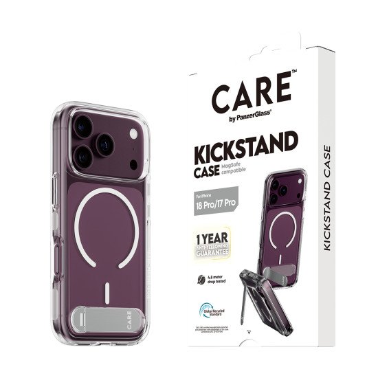 PanzerGlass CARE™ by ® Kickstand Case Transparent w. White MagSafe iPhone 2026 Pro | 17 Pro coque de protection pour téléphones portables Housse