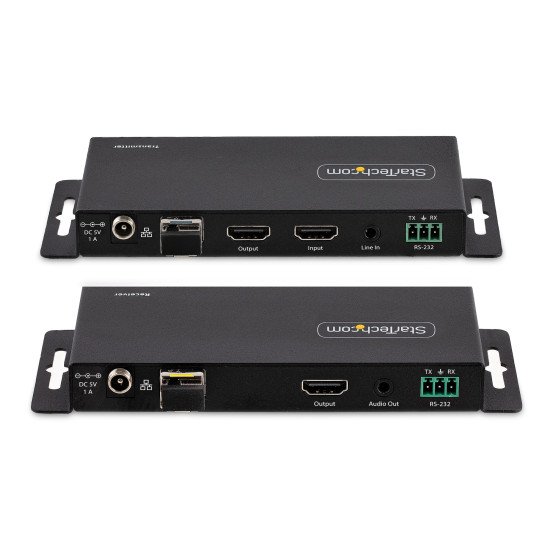 StarTech.com Kit Extender HDMI Fibre Optique - 4K60Hz jusqu'à 1km (Monomode) ou 300m (Multimode) Fibre optique LC, HDR, HDCP, Audio 3.5mm/RS232/Extender IR - Prolongateur/Extension HDMI - Kit Émetteur et Récepteur