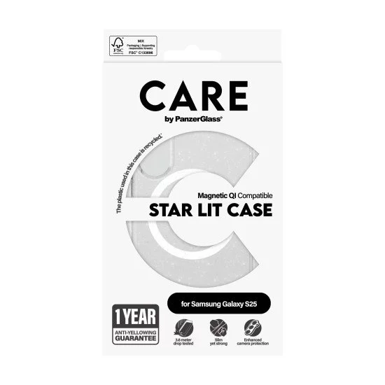PanzerGlass CARE by ® Flagship Case Urban Combat Star Lit w. White Qi Compatible Samsung Galaxy S25 coque de protection pour téléphones portables Housse Transparent PanzerGlass CARE by ® Flagship Case Urban Combat Star Lit w. White Qi Compatible Samsung Galaxy S25 coque de protection pour téléphones portables Housse Transparent