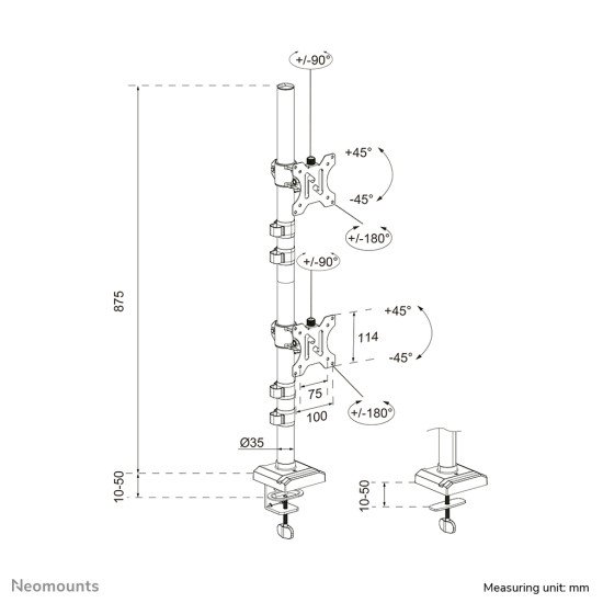 Neomounts DS60-600BL2V Bras de moniteur double 10-32"