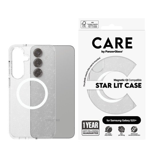 PanzerGlass CARE by ® Flagship Case Urban Combat Star Lit w. White Qi Compatible Samsung Galaxy S25+ coque de protection pour téléphones portables Housse Transparent PanzerGlass CARE by ® Flagship Case Urban Combat Star Lit w. White Qi Compatible Samsung Galaxy S25+ coque de protection pour téléphones portables Housse Transparent
