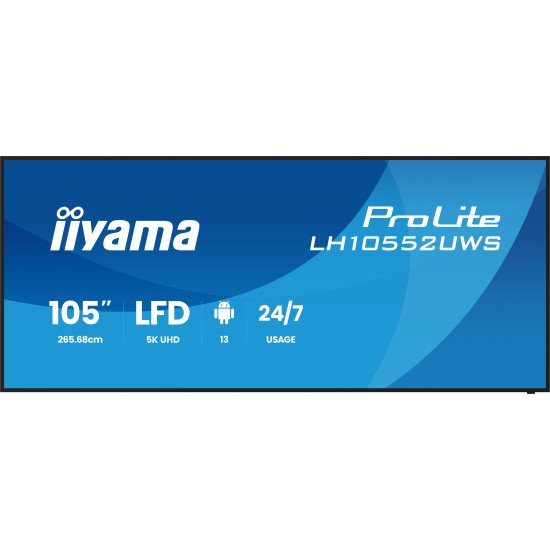iiyama LH10552UWS-B1AG Écran d'affichage dynamique En forme de kiosk 2,66 m (104.6") Wifi 500 cd/m² UltraWide 5K HD Intégré dans le processeur Android 24/7