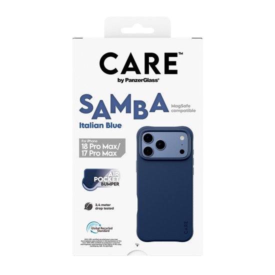 PanzerGlass CARE™ by ® Samba Case Italian Blue w. MagSafe iPhone 2026 Pro Max | 17 Pro Max coque de protection pour téléphones portables Housse Transparent
