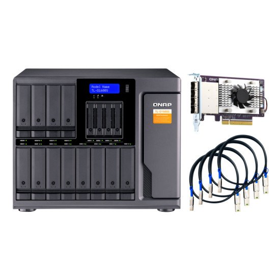 QNAP TL-D1600S Boîtier de disques de stockage Boîtier disque dur/SSD Noir, Gris 2.5/3.5"