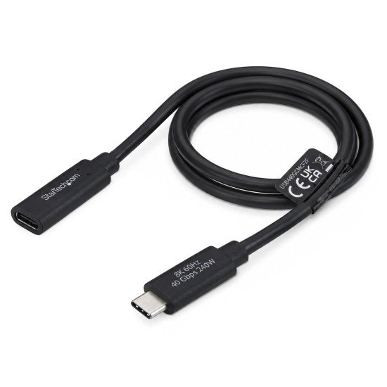 StarTech.com Câble Prolongateur USB4 de 60cm, 40Gbps, Compatible Thunderbolt 4, Charge 240W, 8K 60Hz/4K 240Hz, USB-C Mâle vers Femelle