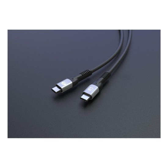 Manhattan Câble USB-C vers USB-C haute vitesse (240 W), 2 m, charge ordinateur portable + données et vidéo rapides, compatible tous PC portables (un chargeur mural USB-C de 240 W supplémentaire est nécessaire), transferts jusqu'à 40 Gbit/s, noir, garantie