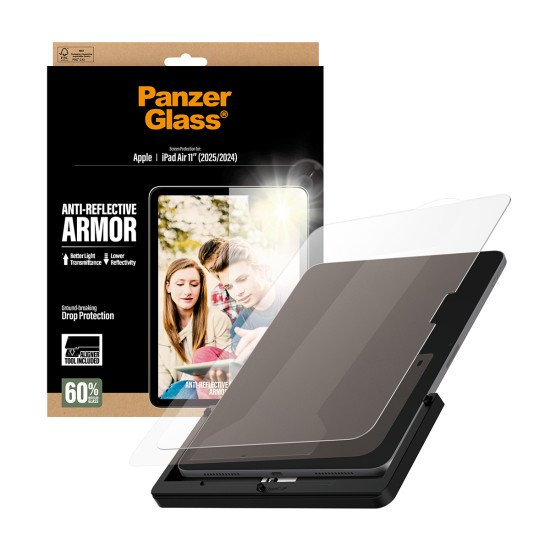 PanzerGlass ® Anti-Reflective Armor Screen Protector iPad Air 11" (2024-2026) | Ultra-Wide Fit w. Fastfit tool Protection d'écran transparent Apple 1 pièce(s)