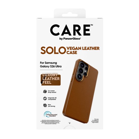 PanzerGlass CARE™ by ® Solo Case Brown w. Qi Samsung Galaxy S26 Ultra coque de protection pour téléphones portables Housse Marron