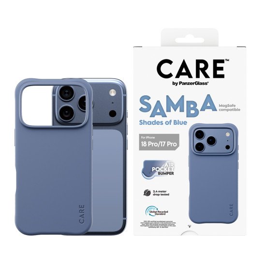 PanzerGlass CARE™ by ® Samba Case Shades of Blue w. MagSafe iPhone 2026 Pro | 17 Pro coque de protection pour téléphones portables Housse Transparent