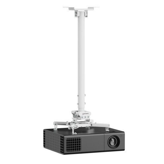 Manhattan Support de projecteur plafond, universel, Bras articulé, hauteur 745–1145 mm, charge max. 35 kg, blanc, rotation 360°, inclinaison ±20°, pivot ±8°