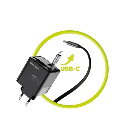 Mobile Origin MO-65WDCH-PW2 chargeur d'appareils mobiles Universel Noir Secteur Charge rapide Intérieure