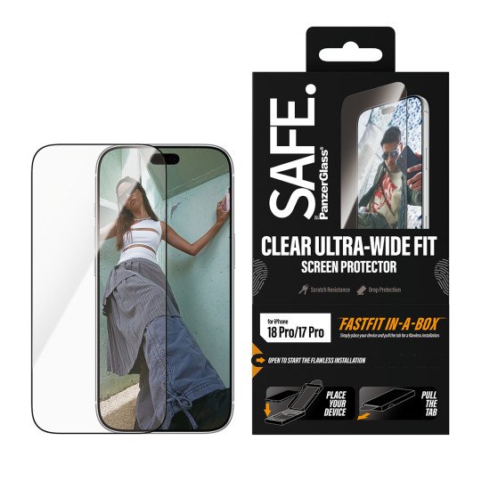 PanzerGlass CUSTOMIZED OR_BE - SAFE. by ® Screen Protector iPhone 18 Pro | Ultra-Wide Fit w. FASTFIT IN-A-BOX Protection d'écran transparent 1 pièce(s)