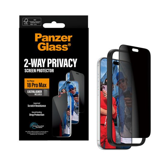 PanzerGlass ® 2-Way Privacy Screen Protector iPhone 2026 Pro Max | Ultra-Wide Fit w. EasyAligner Protection d'écran transparent 1 pièce(s)