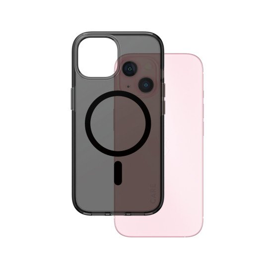 PanzerGlass CARE™ by ® Smokey Case w. Black MagSafe iPhone 15 coque de protection pour téléphones portables Housse Noir