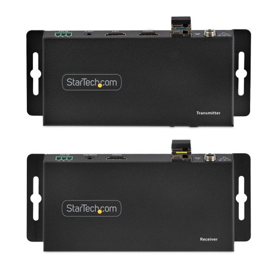 StarTech.com Kit Extender HDMI Fibre Optique - 4K60Hz jusqu'à 1km (Monomode) ou 300m (Multimode) Fibre optique LC, HDR, HDCP, Audio 3.5mm/RS232/Extender IR - Prolongateur/Extension HDMI - Kit Émetteur et Récepteur