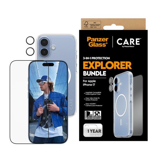 PanzerGlass ® | CARE by ® 3-in-1 Flagship Explorer Bundle iPhone 17 Protection d'écran transparent Apple 1 pièce(s)