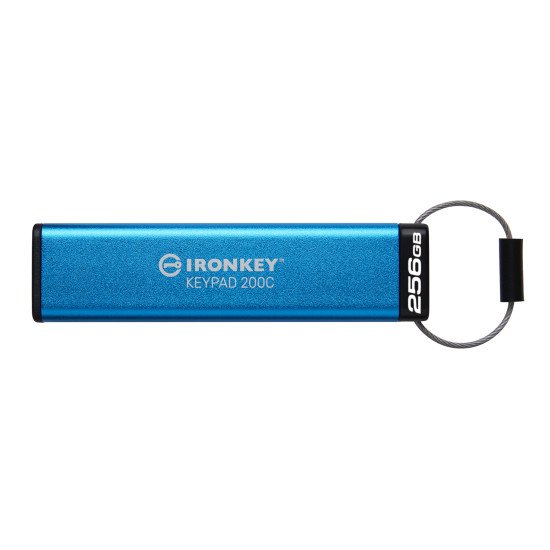 Kingston Technology IronKey Keypad 200 lecteur USB flash 256 Go USB Type-C 3.2 Gen 1 (3.1 Gen 1) Bleu