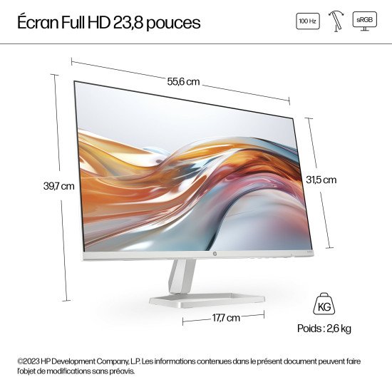 HP Écran Full HD blanc 23,8 pouces Série 5 - 524sw HP Écran Full HD blanc 23,8 pouces Série 5 - 524sw