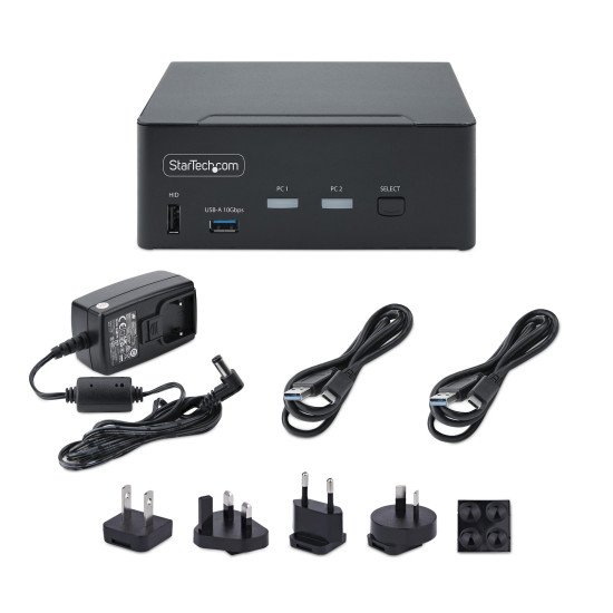 StarTech.com Switch KVM DisplayPort 2 Ports, 8K 60Hz / 4K 144Hz, DP 1.4, 2 Ports USB 10Gbps, 4 Ports USB HID, Commutateur KVM, Commutation par Touches de Raccourci, Conforme TAA StarTech.com Switch KVM DisplayPort 2 Ports, 8K 60Hz / 4K 144Hz, DP 1.4, 2 Ports USB 10Gbps, 4 Ports USB HID, Commutateur KVM, Commutation par Touches de Raccourci, Conforme TAA