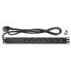 Intellinet Unité de distribution d'alimentation (PDU) 19" 1U à 7 prises EU, protection contre les surtensions (500 joules / 19 500 A), 16 A, montage horizontal, prises EU CEE 7/3, câble d'alimentation 3 m, sortie, montage en rack, garantie trois ans