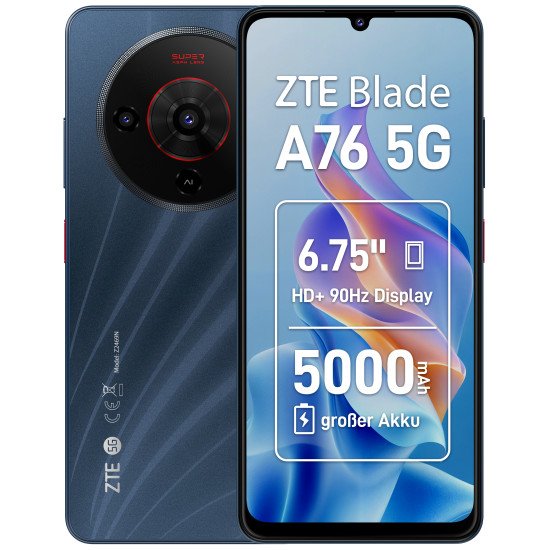 ZTE Blade A76 5G 17,1 cm (6.75") Double SIM USB Type-C 6 Go 128 Go 5000 mAh Noir