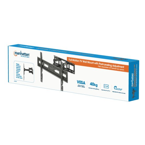 Manhattan Support mural pour TV/moniteurs (Bras articulé), écrans 32" à 65", Compatibilité VESA : de 100x100 à 600x400 mm (vérifiez les dimensions des quatre trous de fixation à l'arrière), charge max. 40 kg, noir