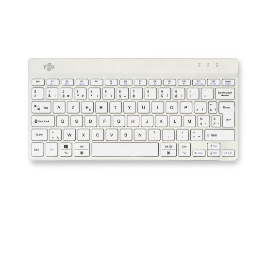 R-Go Tools Clavier ergonomique R-Go Compact Break, clavier compact avec logiciel de pause, AZERTY (BE), Bluetooth, blanc