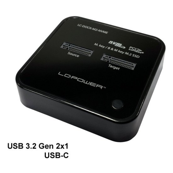 LC-Power LC-DOCK-M2-NVME Station d'accueil de disques de stockage USB 3.2 Gen 2 (3.1 Gen 2) Type-C Noir
