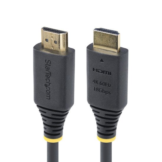 StarTech.com Câble HDMI Haut Débit Certifié Premium de 2,4m, 4K 60 Hz/1440p 144 Hz, HDR10/HDCP 2.2/ARC, 18 Gbps, Câble UHD HDMI 2.0 pour Téléviseur/Moniteur/Écran, Gaine en TPE