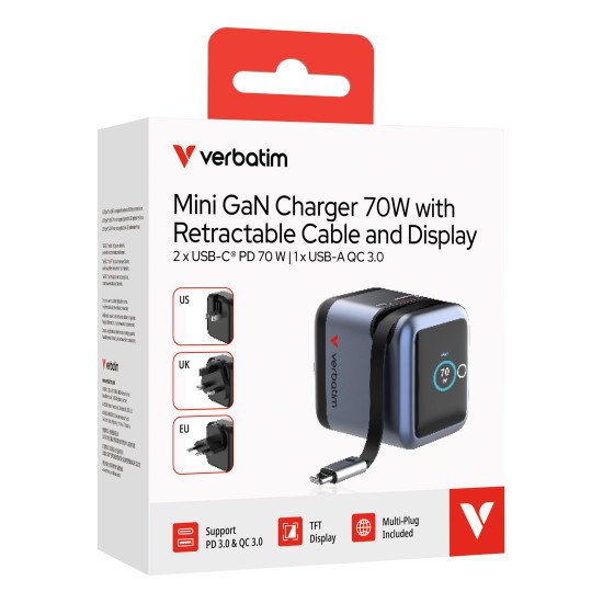 Verbatim 32059 chargeur d'appareils mobiles Universel Noir, Gris Secteur Charge rapide Intérieure