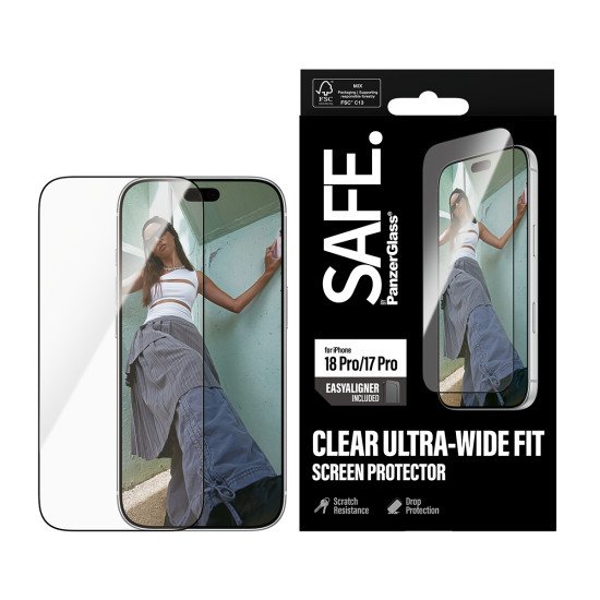 PanzerGlass SAFE. by ® Screen Protector iPhone 2026 Pro | 17 Pro | Ultra-Wide Fit w. EasyAligner Protection d'écran transparent 1 pièce(s)